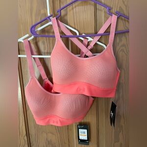 NWT Two Under Armour Infinity Medium Support Bra, Size Small, Salmon Pink